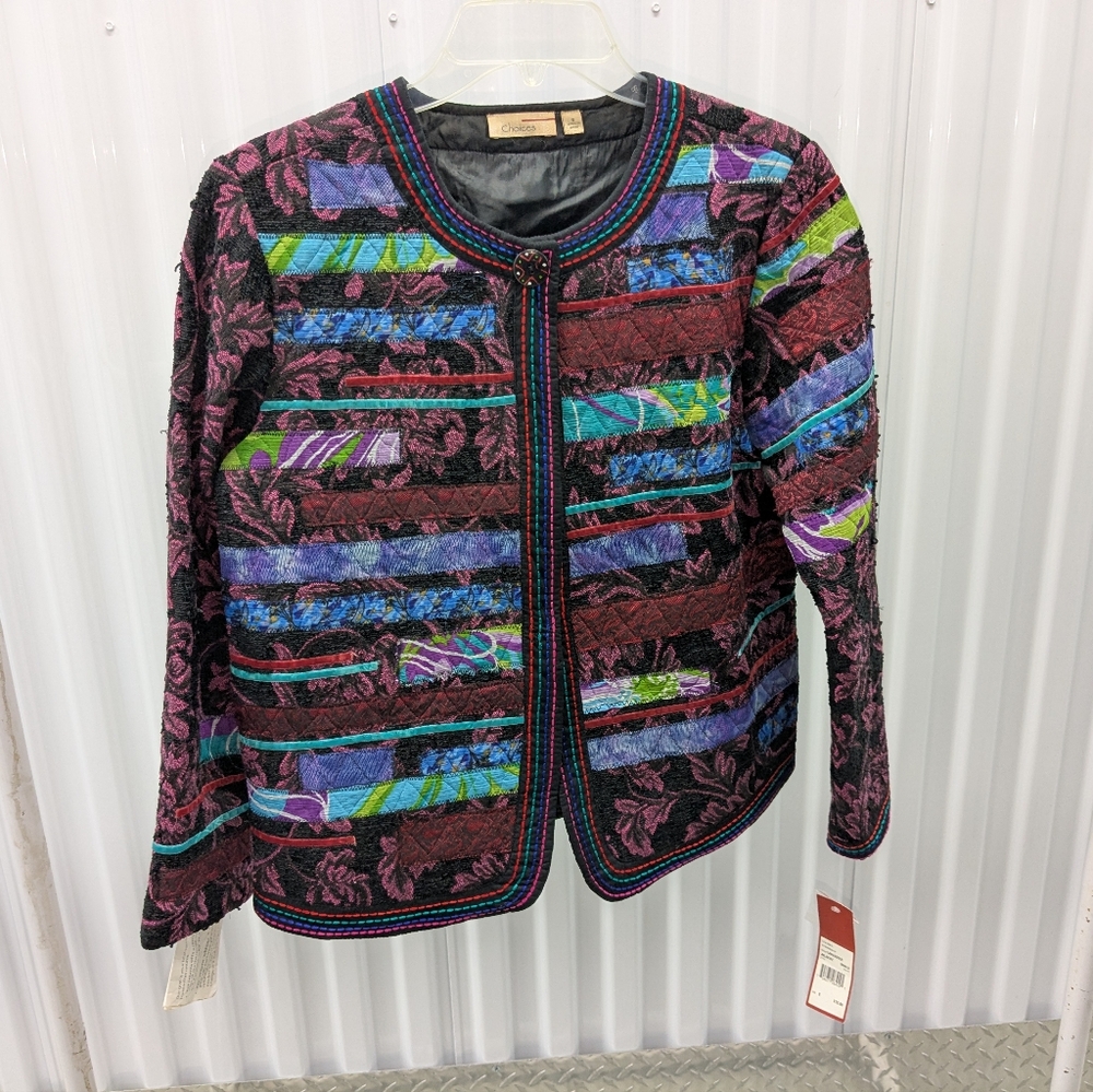 Choices Jacket Tapestry Multi Color Collarless Size Small New With Tags MSRP $72